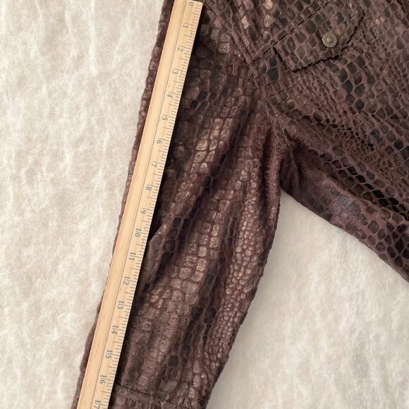 Ruby Rd. Womens Embossed Brown 3/4 Sleeve Reptile Print Full Zip Jacket Size 18 - Picture 8 of 9